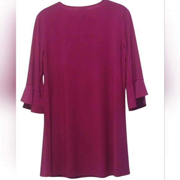 Clara Sun-Woo - NWT, XS Raspberry Colored Blouse W/ 3/4 Flutter Sleeves, V-Neck - Picture 8 of 11
